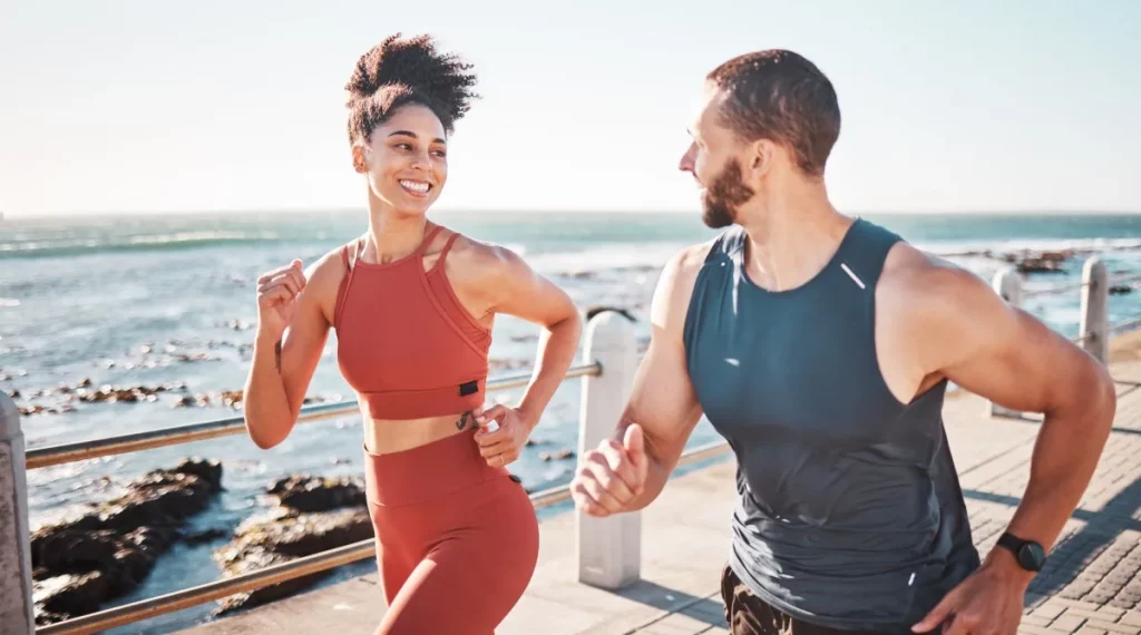 a happy man and woman with fit body and energy after natural hormonal replacement therapy in Tampa