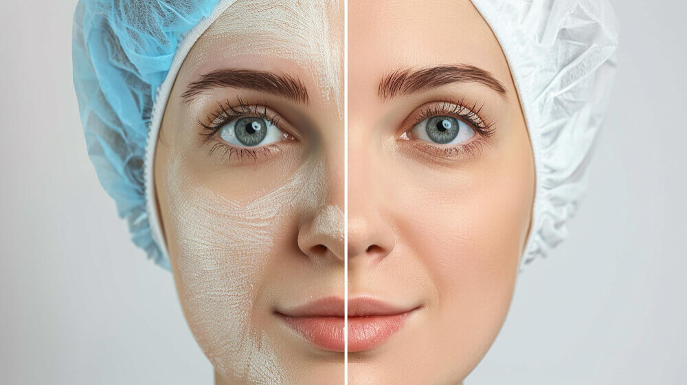 European facial before and after results showing brighter, smoother, and glowing skin