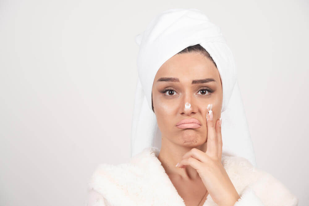 women worried because of dull damaged skin 