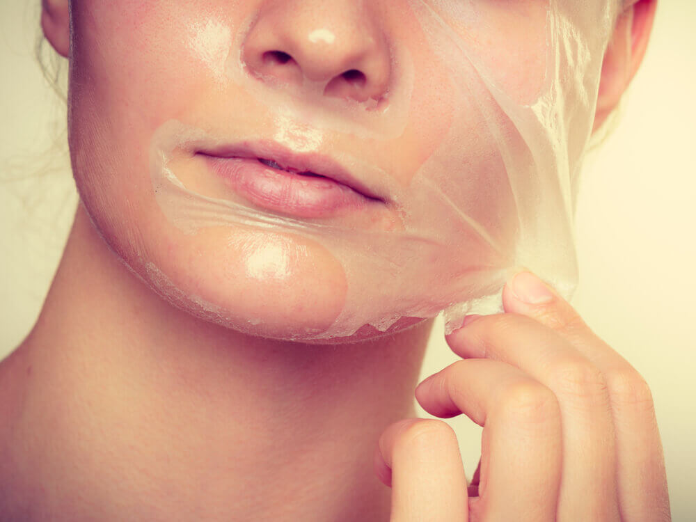 Close-up of a superficial chemical peel being applied to the face to treat mild acne scars and improve skin texture.