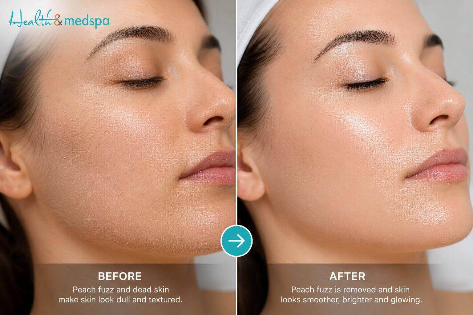 Visible improvement in skin texture after regular dermaplane facial treatments
